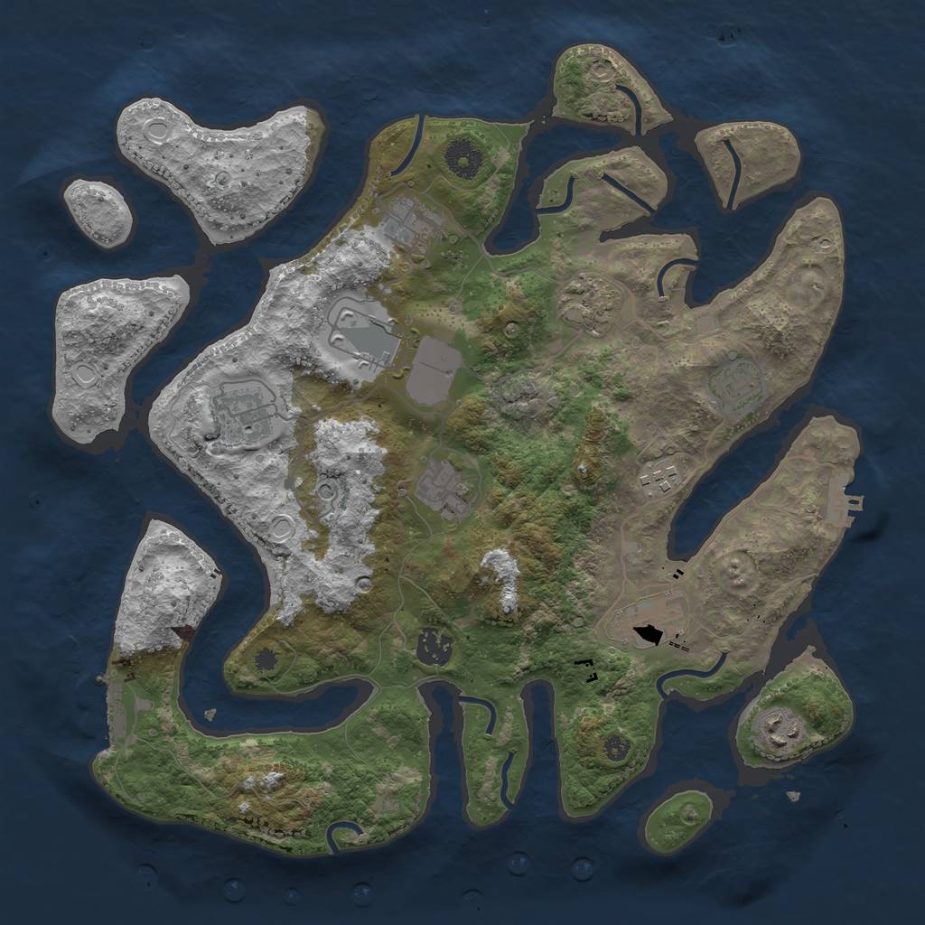 Rust Map: Procedural Map, Size: 3700, Seed: 1408853482, 21 Monuments