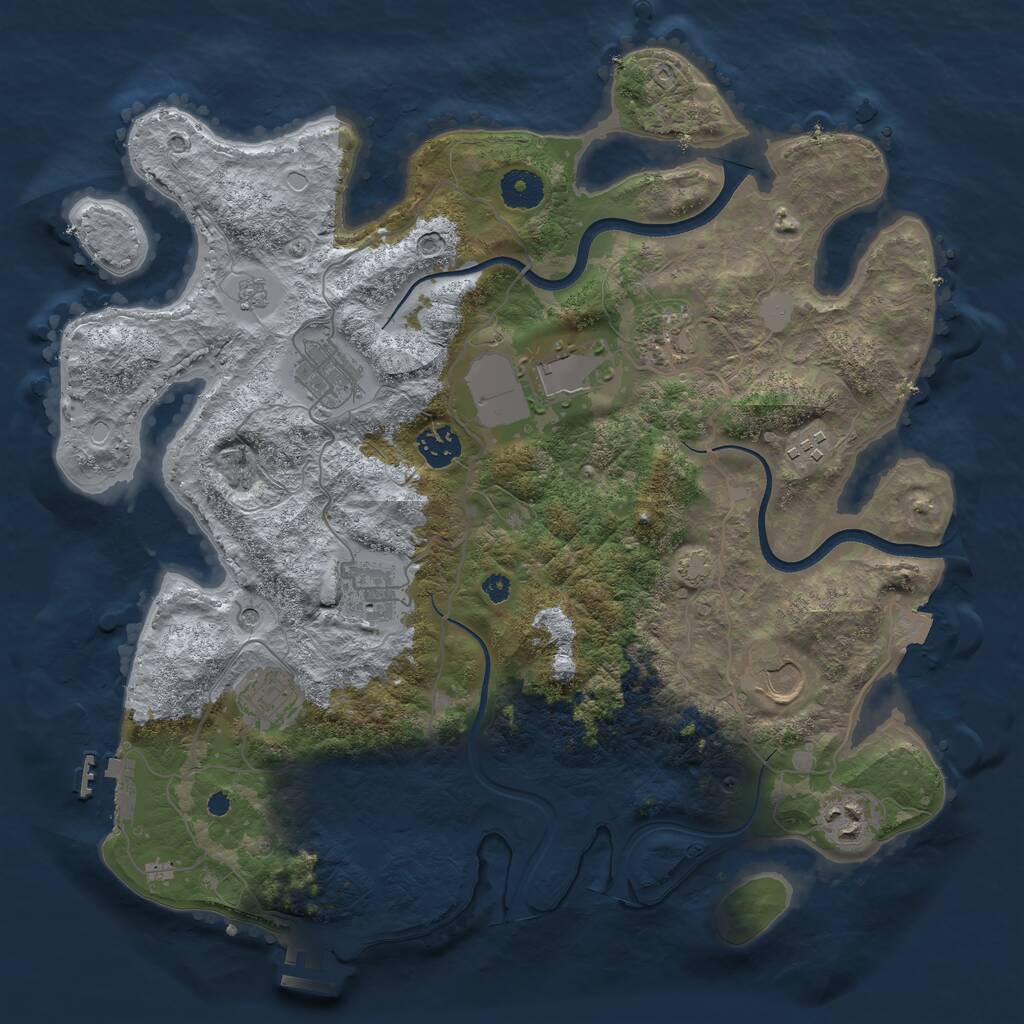 Rust Map: Procedural Map, Size: 3700, Seed: 1408853482, 15 Monuments