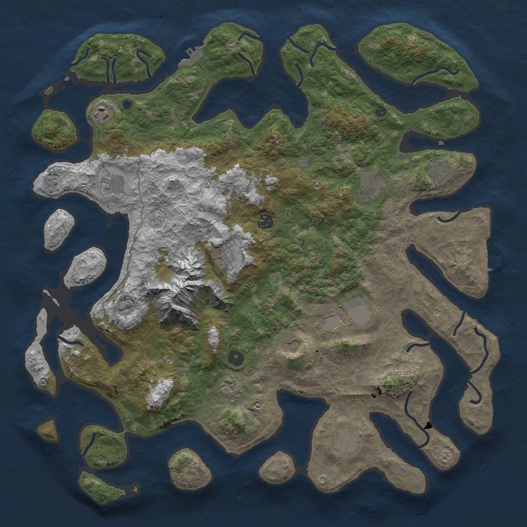 Rust Map: Procedural Map, Size: 5000, Seed: 872537, 22 Monuments