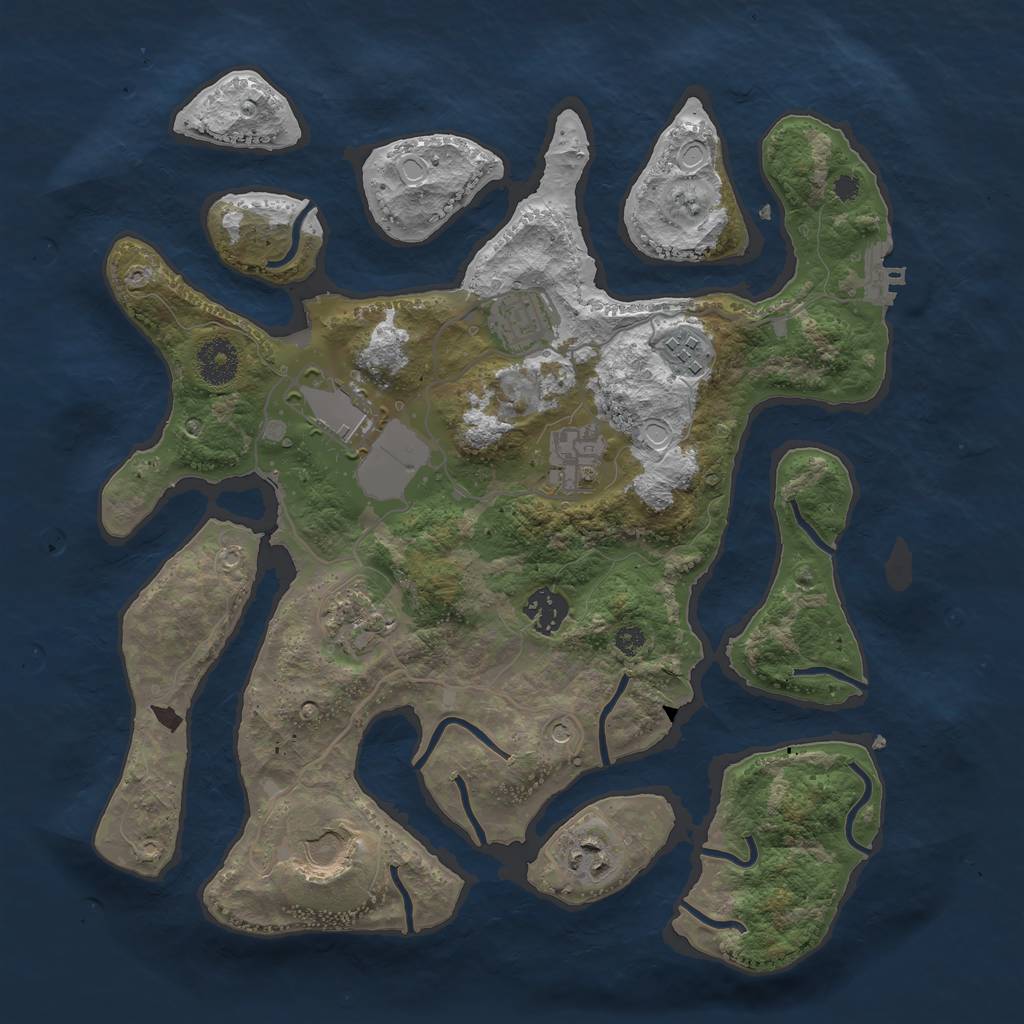 Rust Map: Procedural Map, Size: 3500, Seed: 233, 18 Monuments