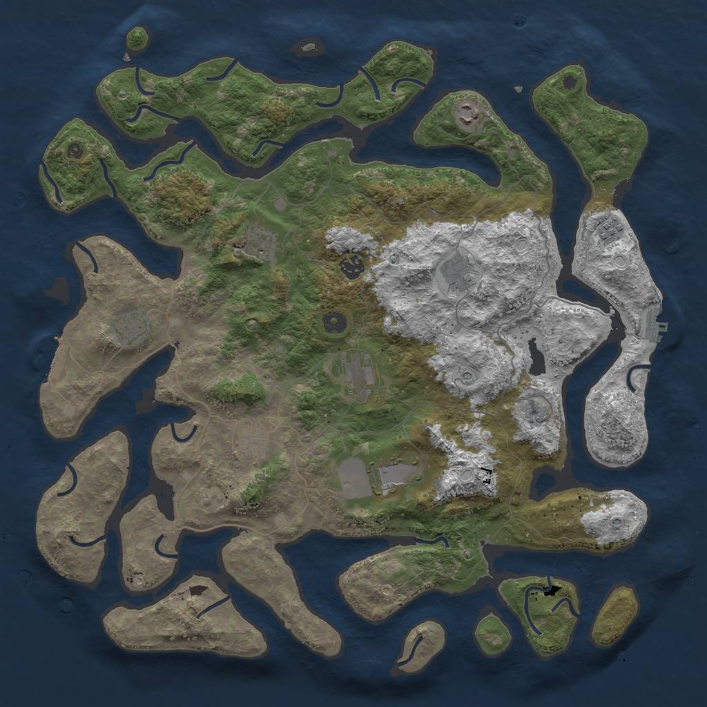 Rust Map: Procedural Map, Size: 4500, Seed: 794613546, 20 Monuments