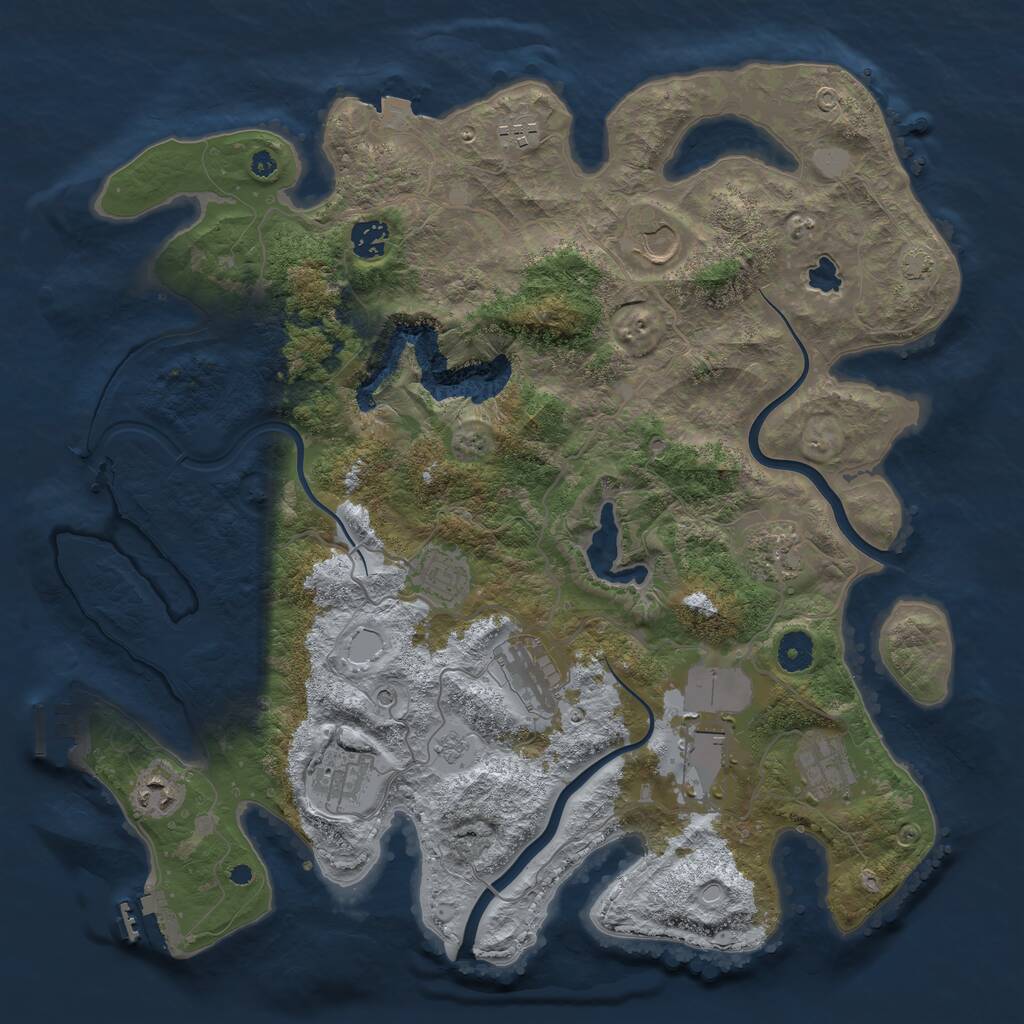 Rust Map: Procedural Map, Size: 4000, Seed: 27663733, 16 Monuments
