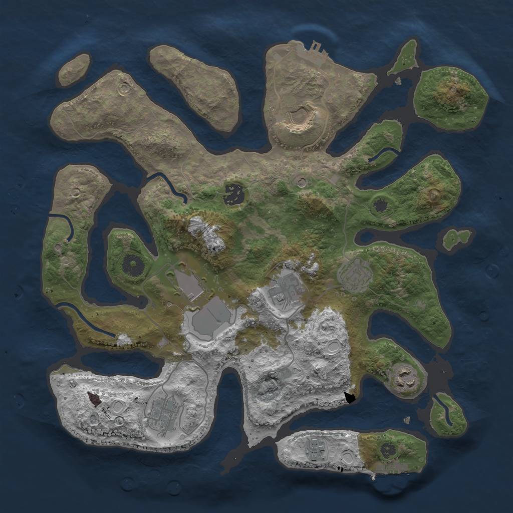 Rust Map: Procedural Map, Size: 3500, Seed: 554435435, 19 Monuments