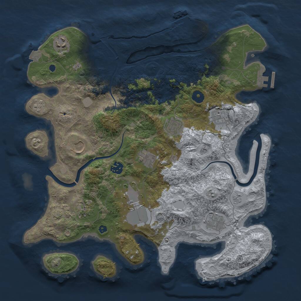 Rust Map: Procedural Map, Size: 3700, Seed: 279720328, 16 Monuments