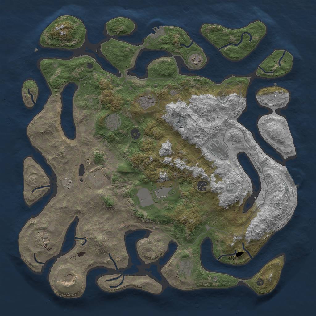 Rust Map: Procedural Map, Size: 4500, Seed: 1656801559, 22 Monuments