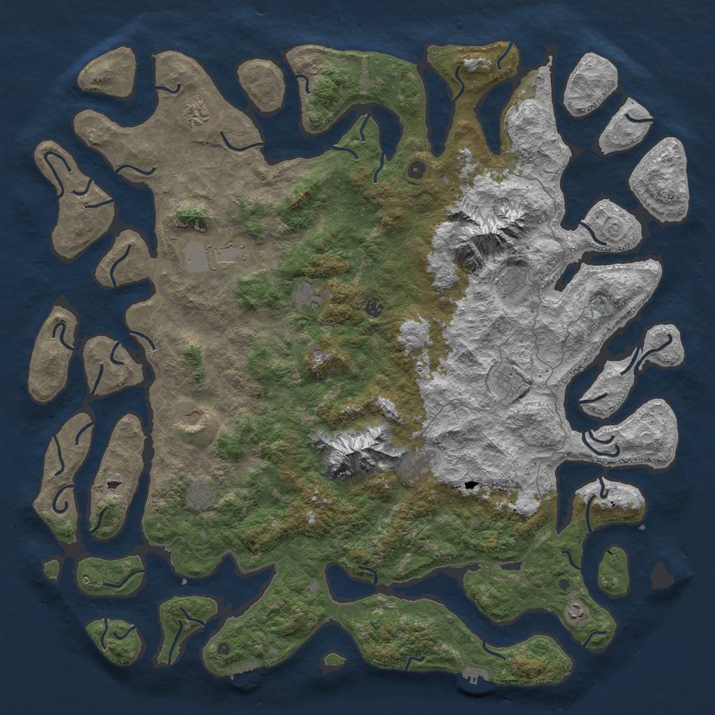 Rust Map: Procedural Map, Size: 6000, Seed: 91848379, 22 Monuments