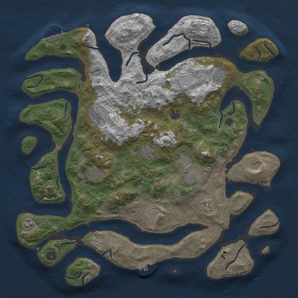 Rust Map: Procedural Map, Size: 4500, Seed: 90807060, 22 Monuments