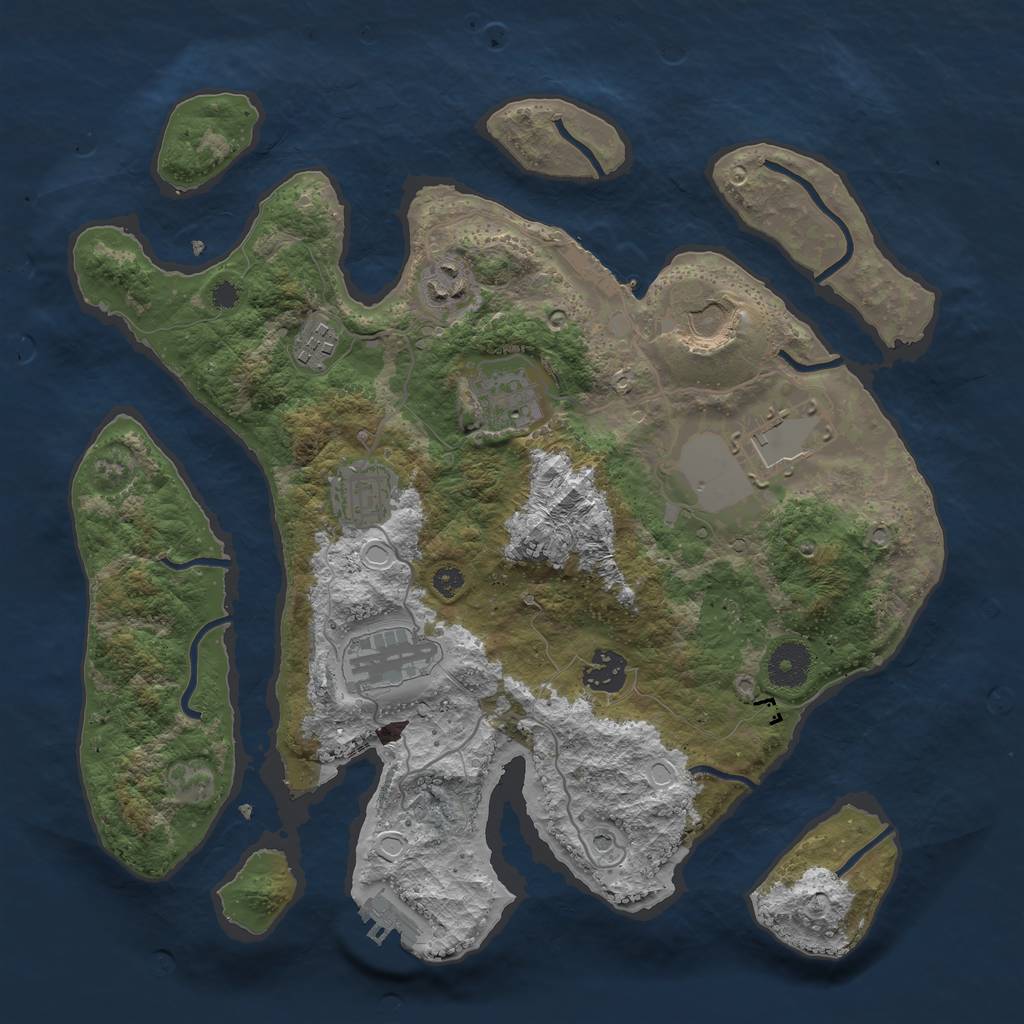 Rust Map: Procedural Map, Size: 3500, Seed: 669297374, 19 Monuments