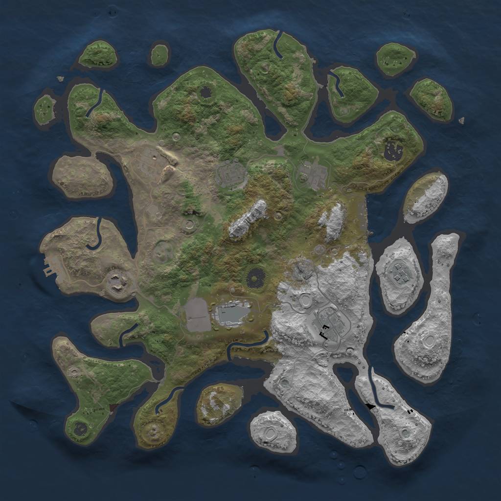 Rust Map: Procedural Map, Size: 3800, Seed: 879798798, 19 Monuments