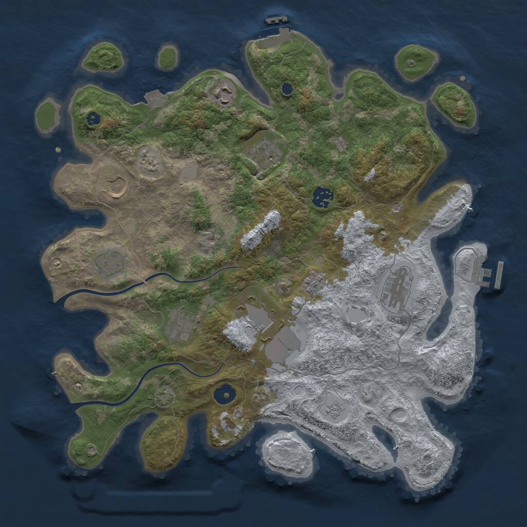 Rust Map: Procedural Map, Size: 3800, Seed: 879798798, 15 Monuments