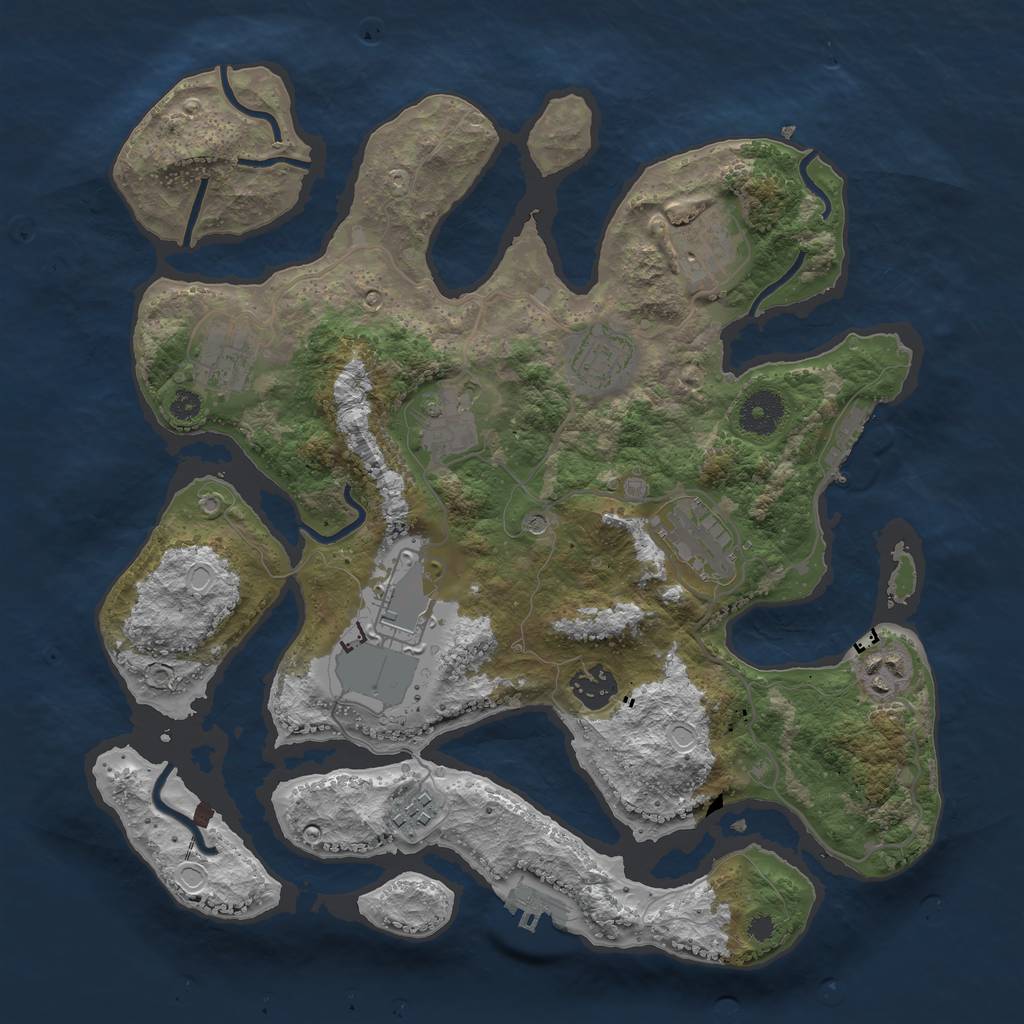 Rust Map: Procedural Map, Size: 3500, Seed: 1811972039, 20 Monuments