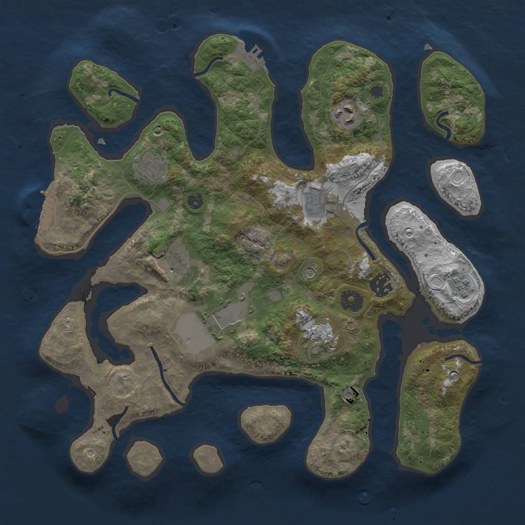 Rust Map: Procedural Map, Size: 3500, Seed: 1659151620, 19 Monuments