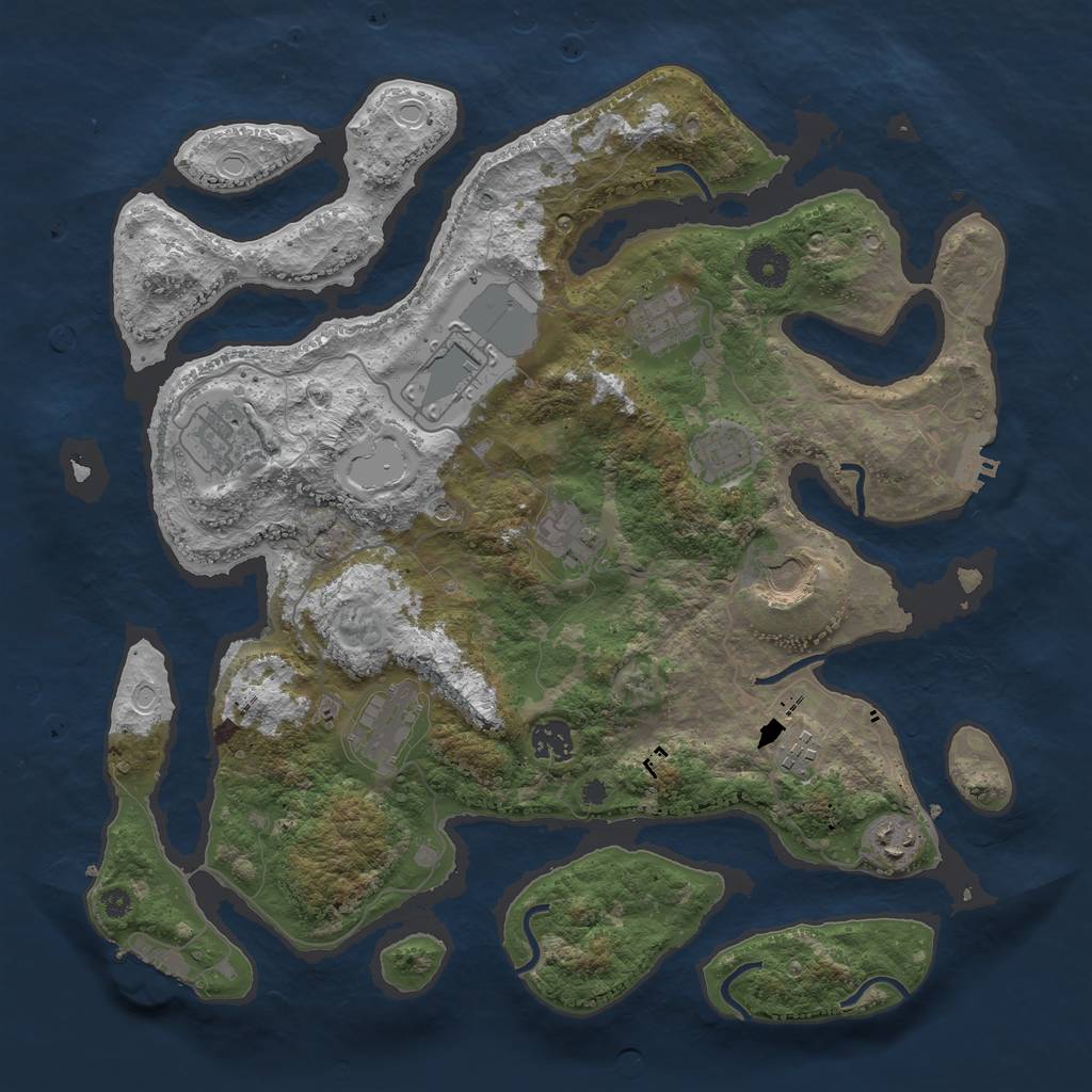 Rust Map: Procedural Map, Size: 3850, Seed: 1976103394, 21 Monuments