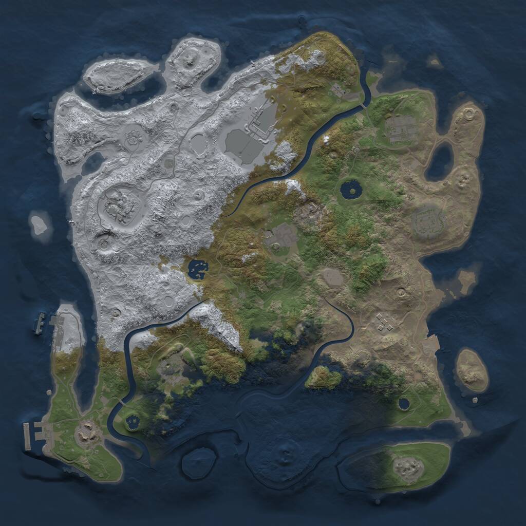 Rust Map: Procedural Map, Size: 3850, Seed: 1976103394, 15 Monuments
