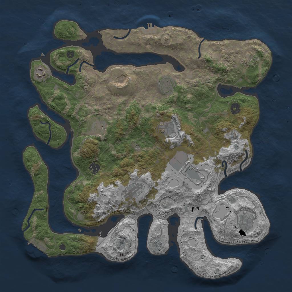 Rust Map: Procedural Map, Size: 4000, Seed: 453335, 22 Monuments