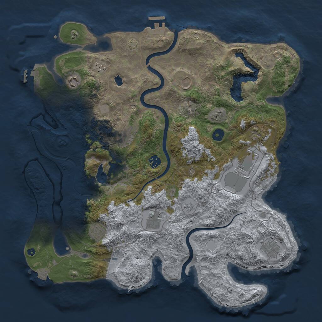 Rust Map: Procedural Map, Size: 4000, Seed: 453335, 16 Monuments