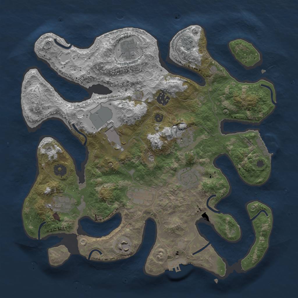 Rust Map: Procedural Map, Size: 3500, Seed: 1940643744, 20 Monuments