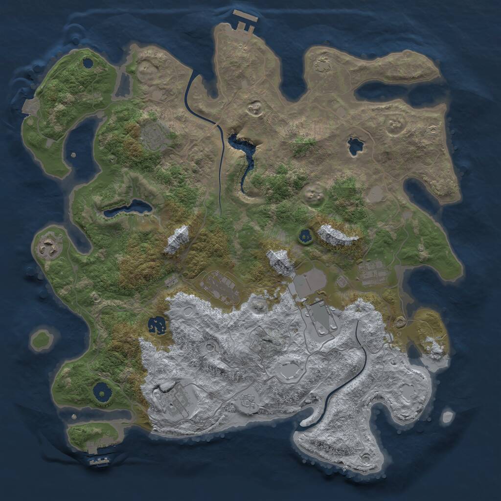 Rust Map: Procedural Map, Size: 4000, Seed: 475850, 13 Monuments