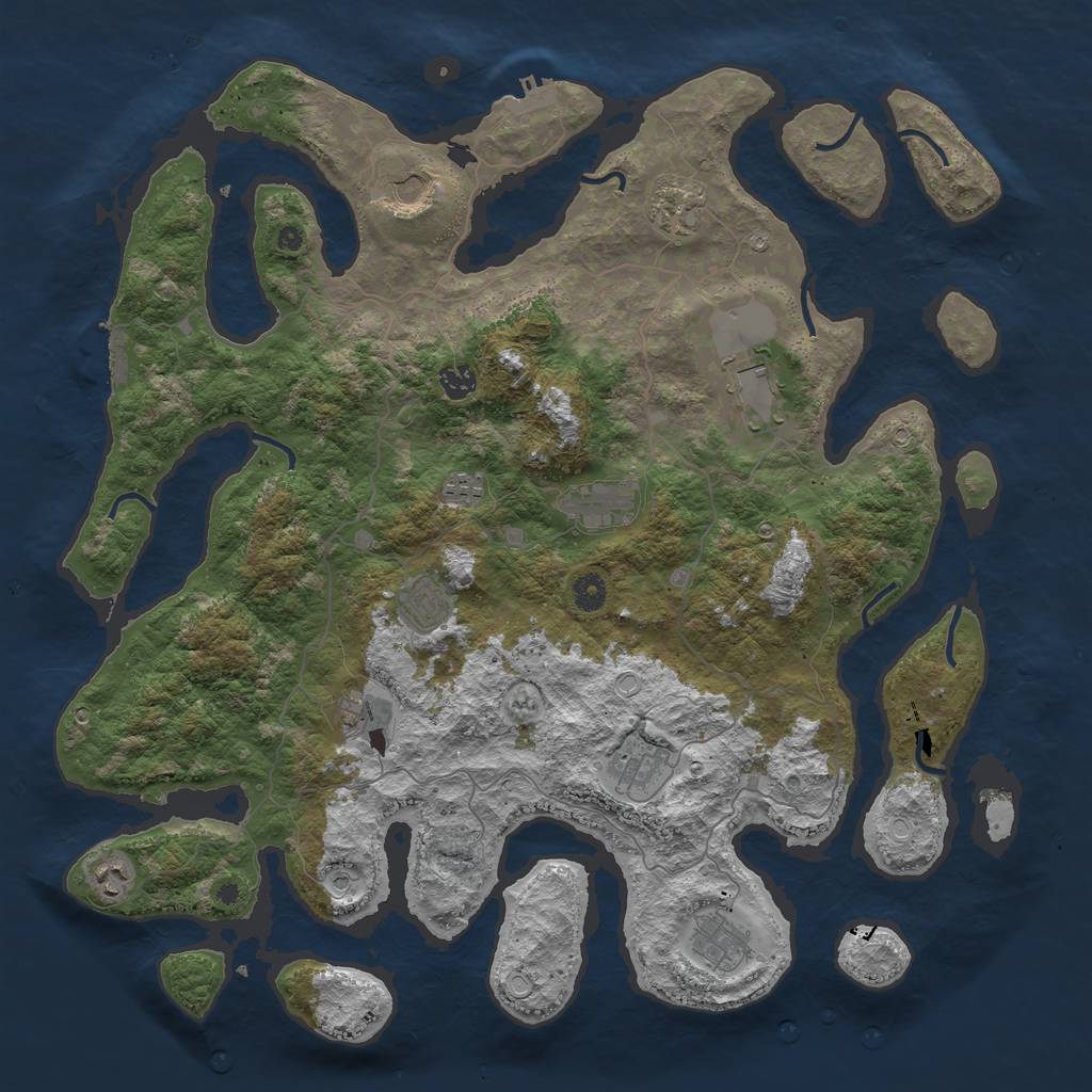 Rust Map: Procedural Map, Size: 4500, Seed: 354646, 22 Monuments