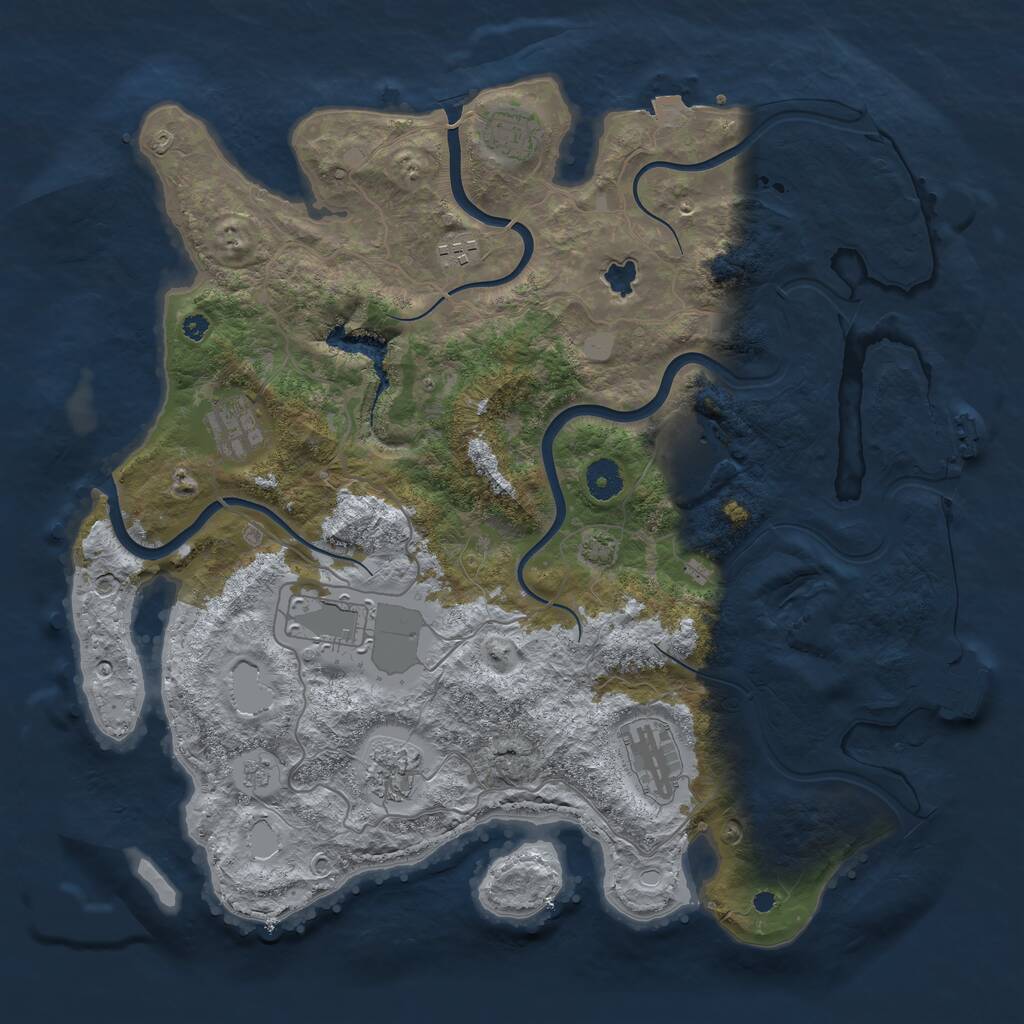 Rust Map: Procedural Map, Size: 4000, Seed: 1155313752, 12 Monuments