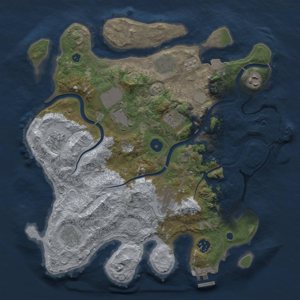 Rust Map: Procedural Map, Size: 3600, Seed: 81347, 15 Monuments