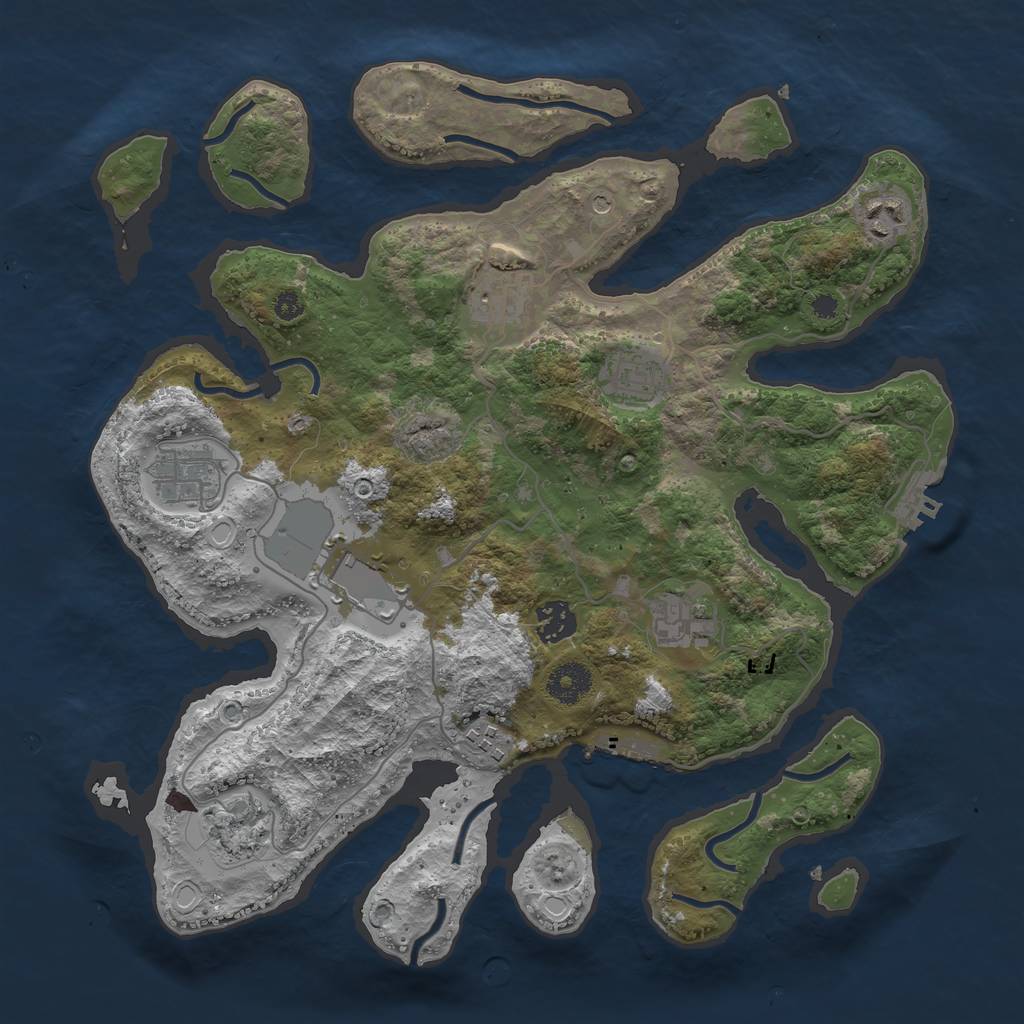 Rust Map: Procedural Map, Size: 3600, Seed: 81347, 20 Monuments