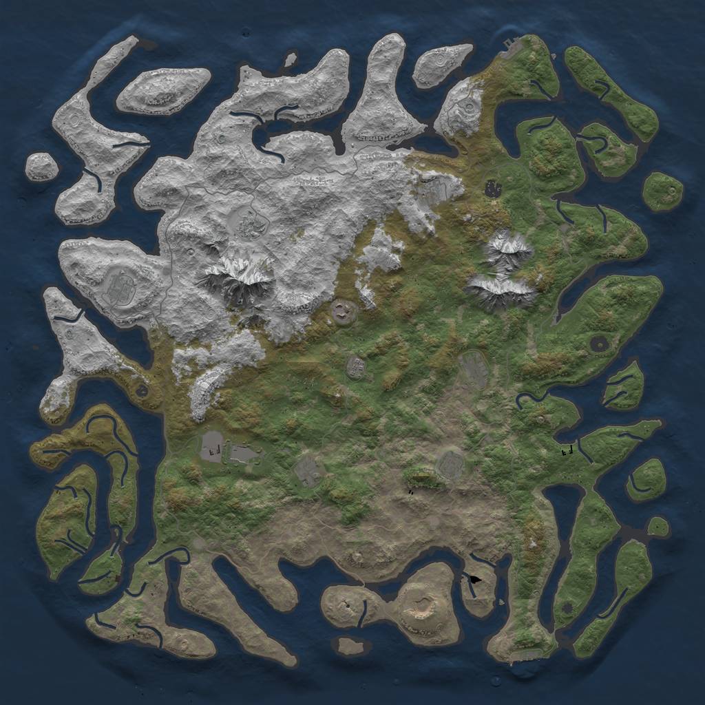 Rust Map: Procedural Map, Size: 6000, Seed: 6973254, 22 Monuments