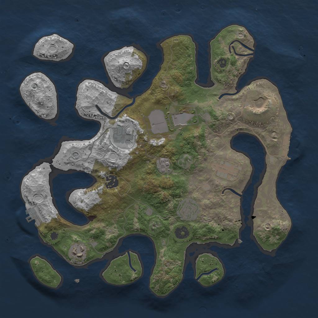 Rust Map: Procedural Map, Size: 3500, Seed: 442311, 19 Monuments