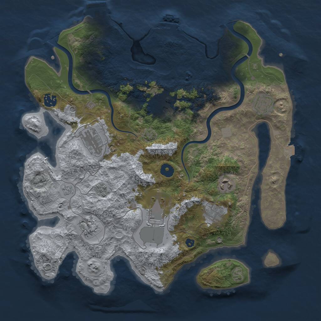 Rust Map: Procedural Map, Size: 3600, Seed: 6580945, 15 Monuments