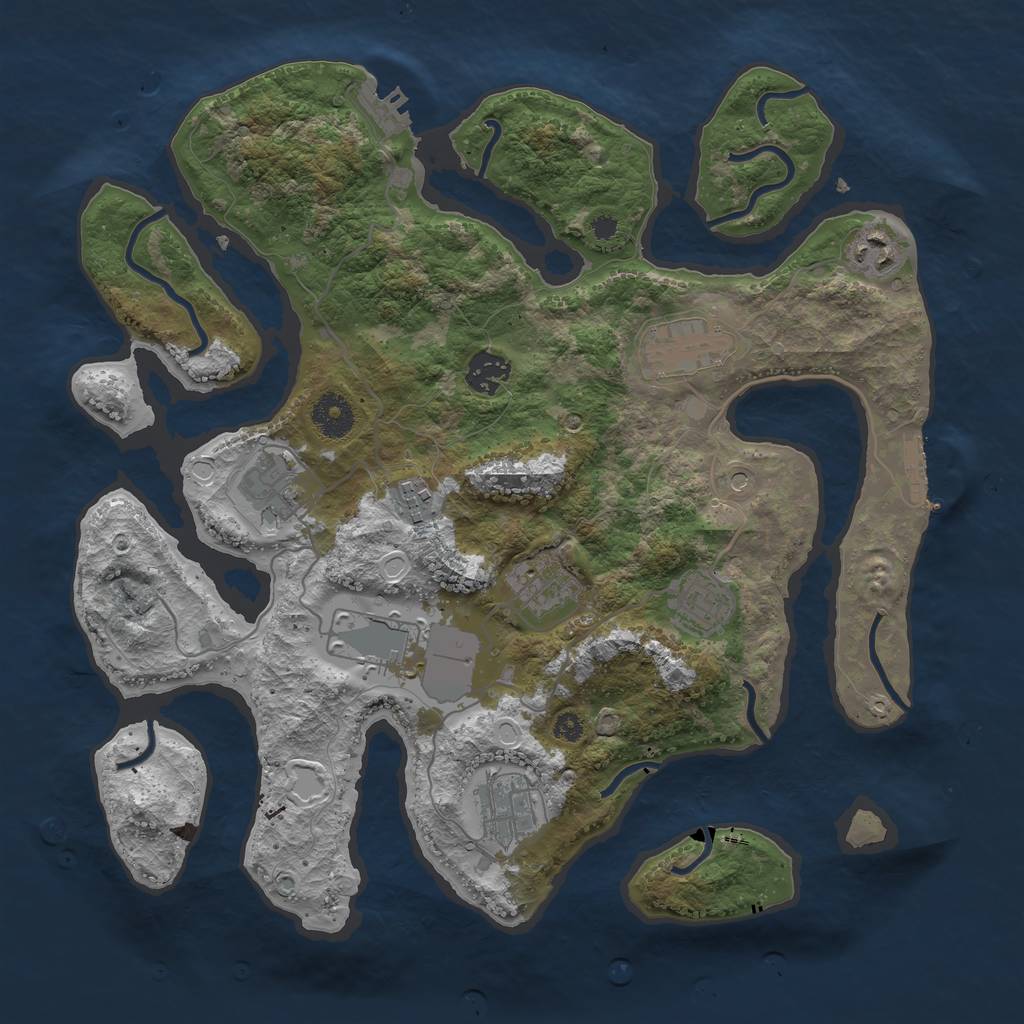 Rust Map: Procedural Map, Size: 3600, Seed: 6580945, 20 Monuments