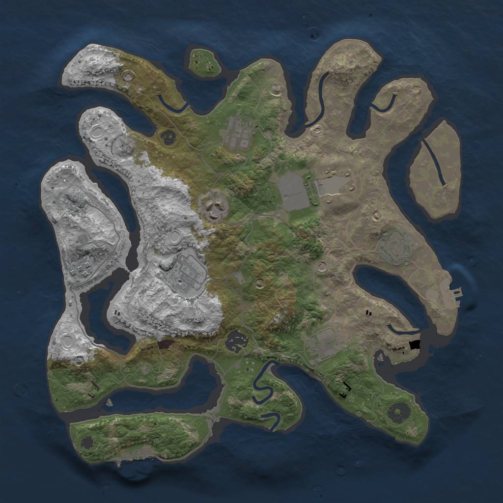 Rust Map: Procedural Map, Size: 3500, Seed: 12091976, 19 Monuments