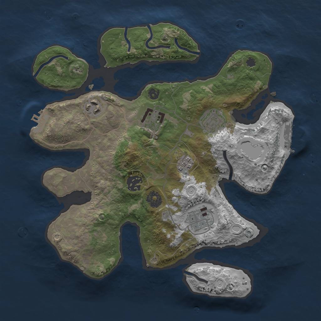 Rust Map: Procedural Map, Size: 3000, Seed: 69843, 16 Monuments