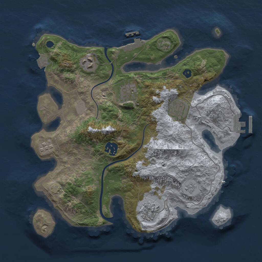 Rust Map: Procedural Map, Size: 3000, Seed: 2575934, 11 Monuments