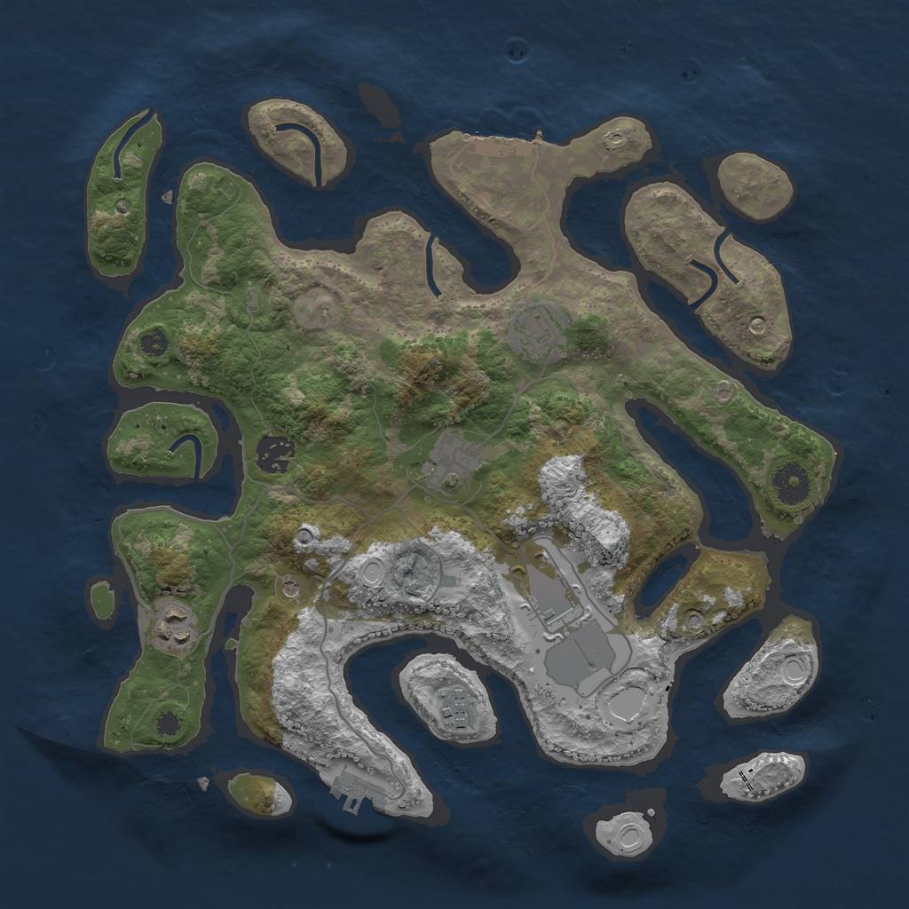 Rust Map: Procedural Map, Size: 3500, Seed: 85991847, 17 Monuments