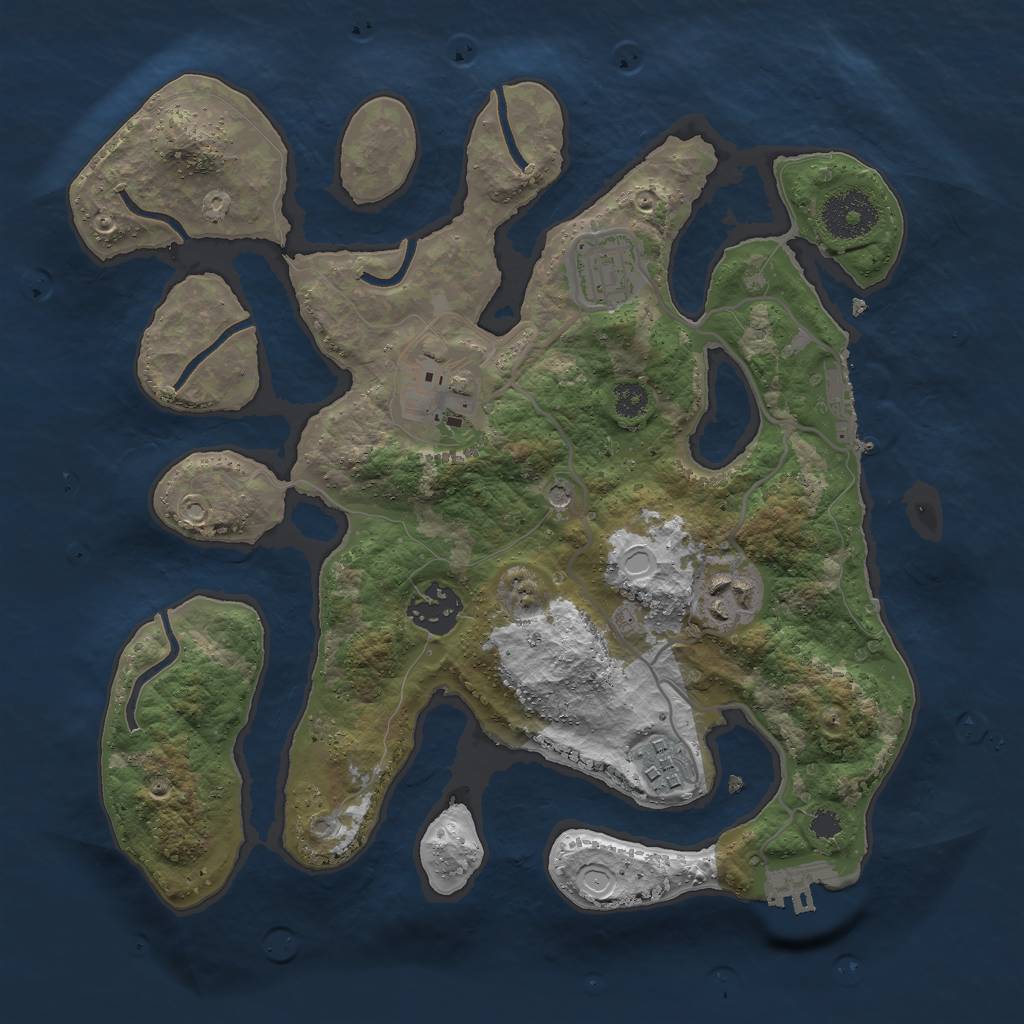 Rust Map: Procedural Map, Size: 3000, Seed: 2423331, 16 Monuments