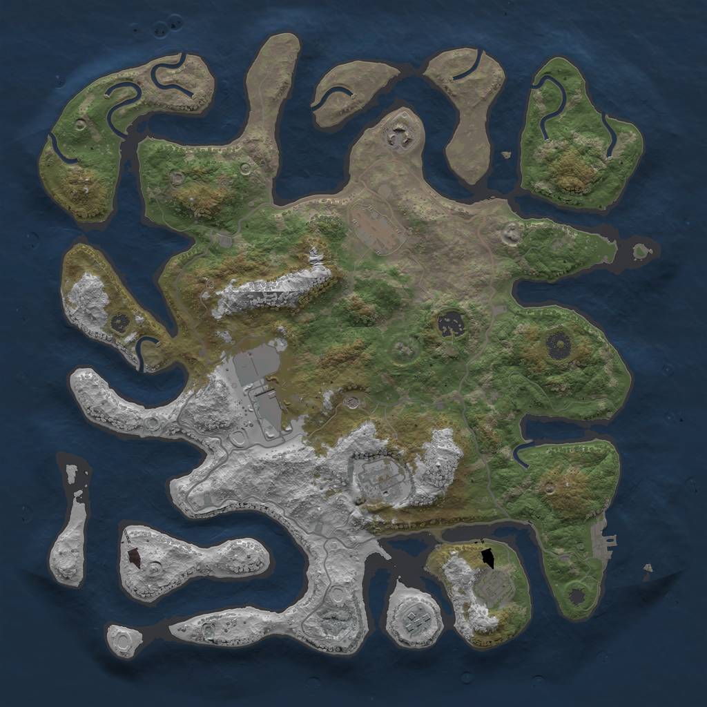 Rust Map: Procedural Map, Size: 4000, Seed: 345251, 17 Monuments