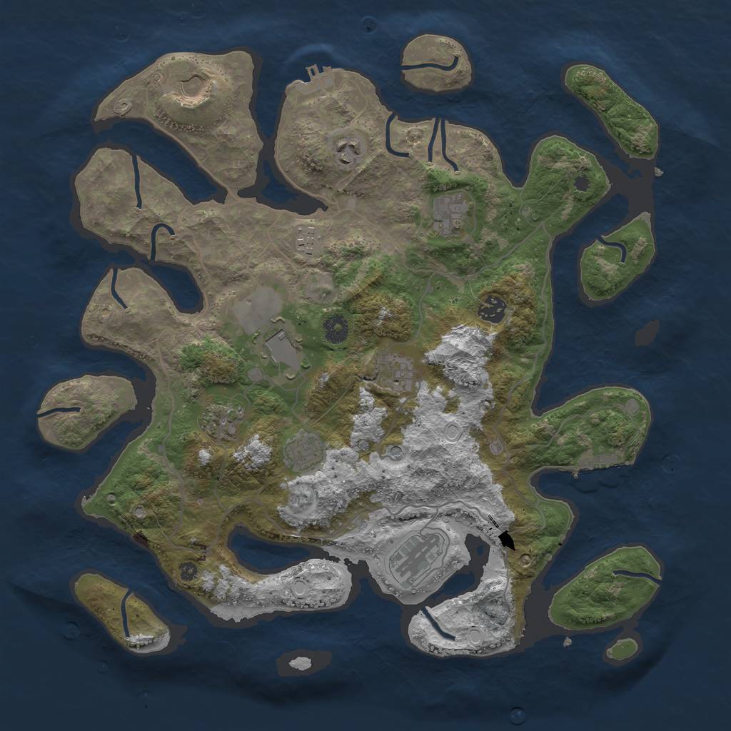 Rust Map: Procedural Map, Size: 4000, Seed: 1276509389, 21 Monuments