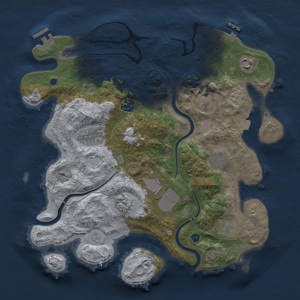 Rust Map: Procedural Map, Size: 3500, Seed: 1213709095, 15 Monuments