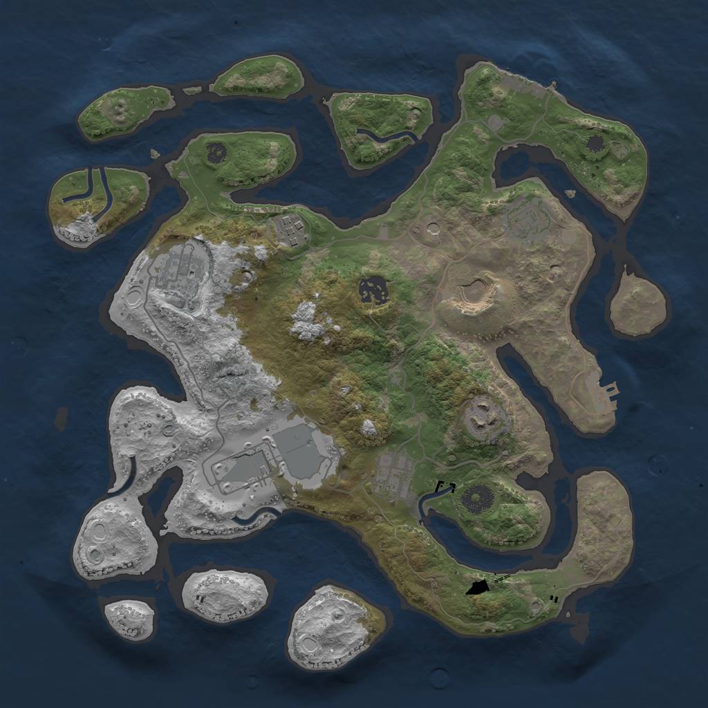 Rust Map: Procedural Map, Size: 3500, Seed: 1213709095, 19 Monuments