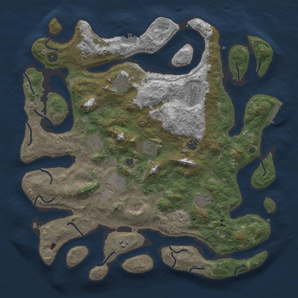 Rust Map: Procedural Map, Size: 4500, Seed: 6241, 22 Monuments