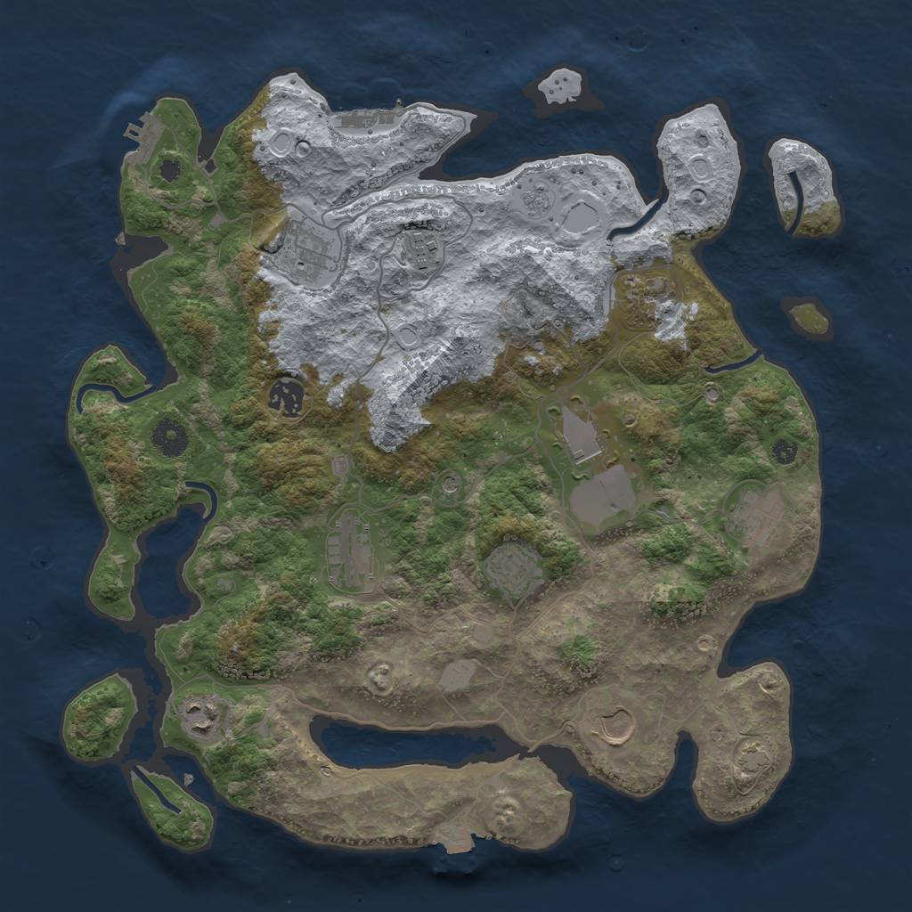 Rust Map: Procedural Map, Size: 3750, Seed: 1341414994, 18 Monuments