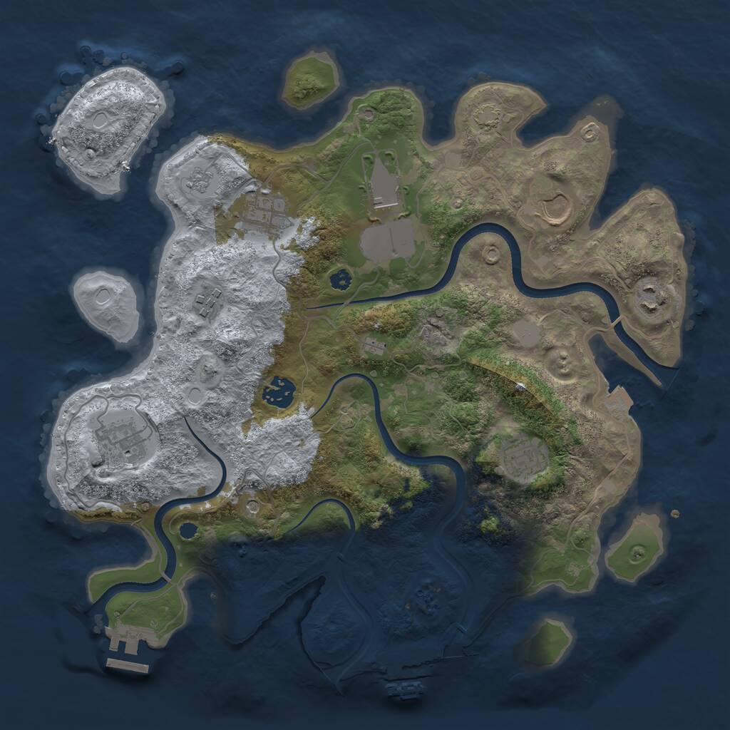 Rust Map: Procedural Map, Size: 3500, Seed: 546567678, 14 Monuments