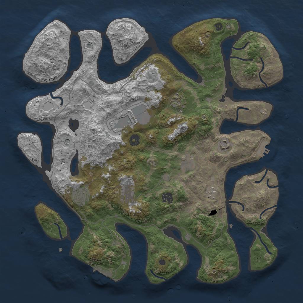 Rust Map: Procedural Map, Size: 4000, Seed: 717705, 19 Monuments