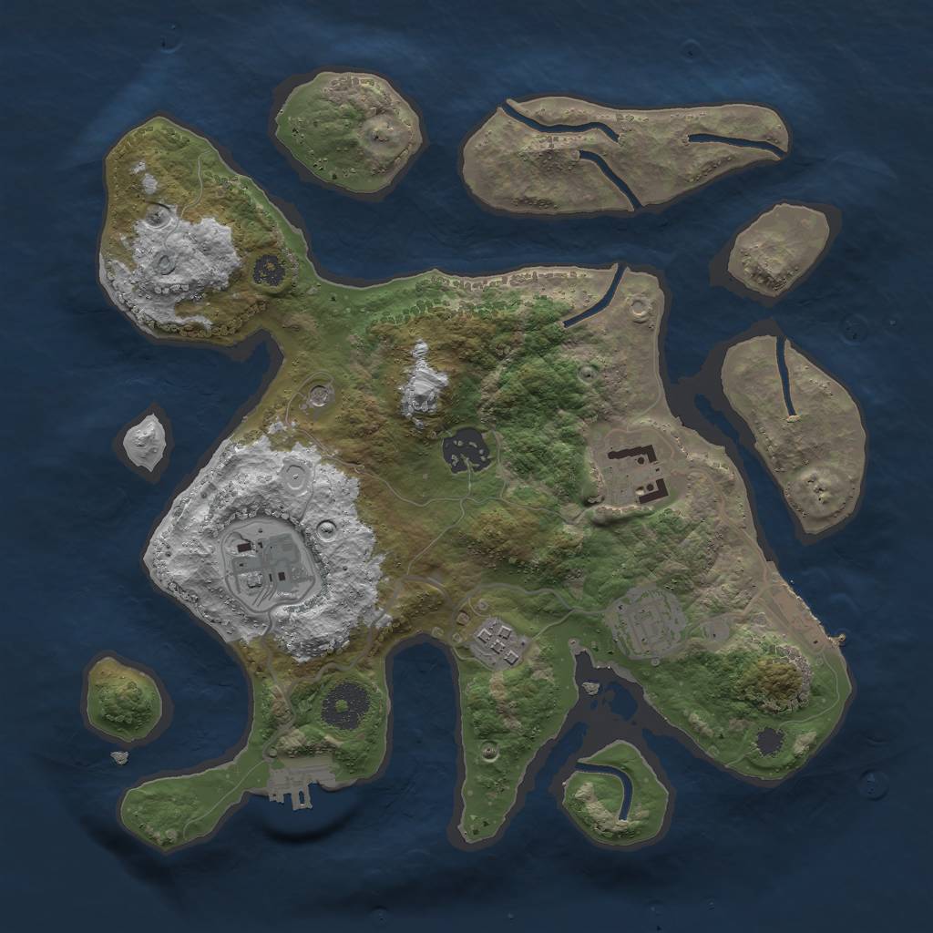Rust Map: Procedural Map, Size: 3000, Seed: 365463, 16 Monuments