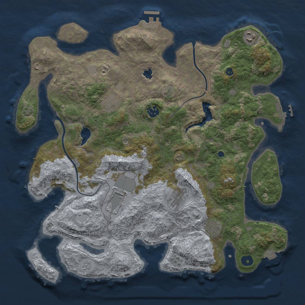 Rust Map: Procedural Map, Size: 4000, Seed: 62000, 13 Monuments