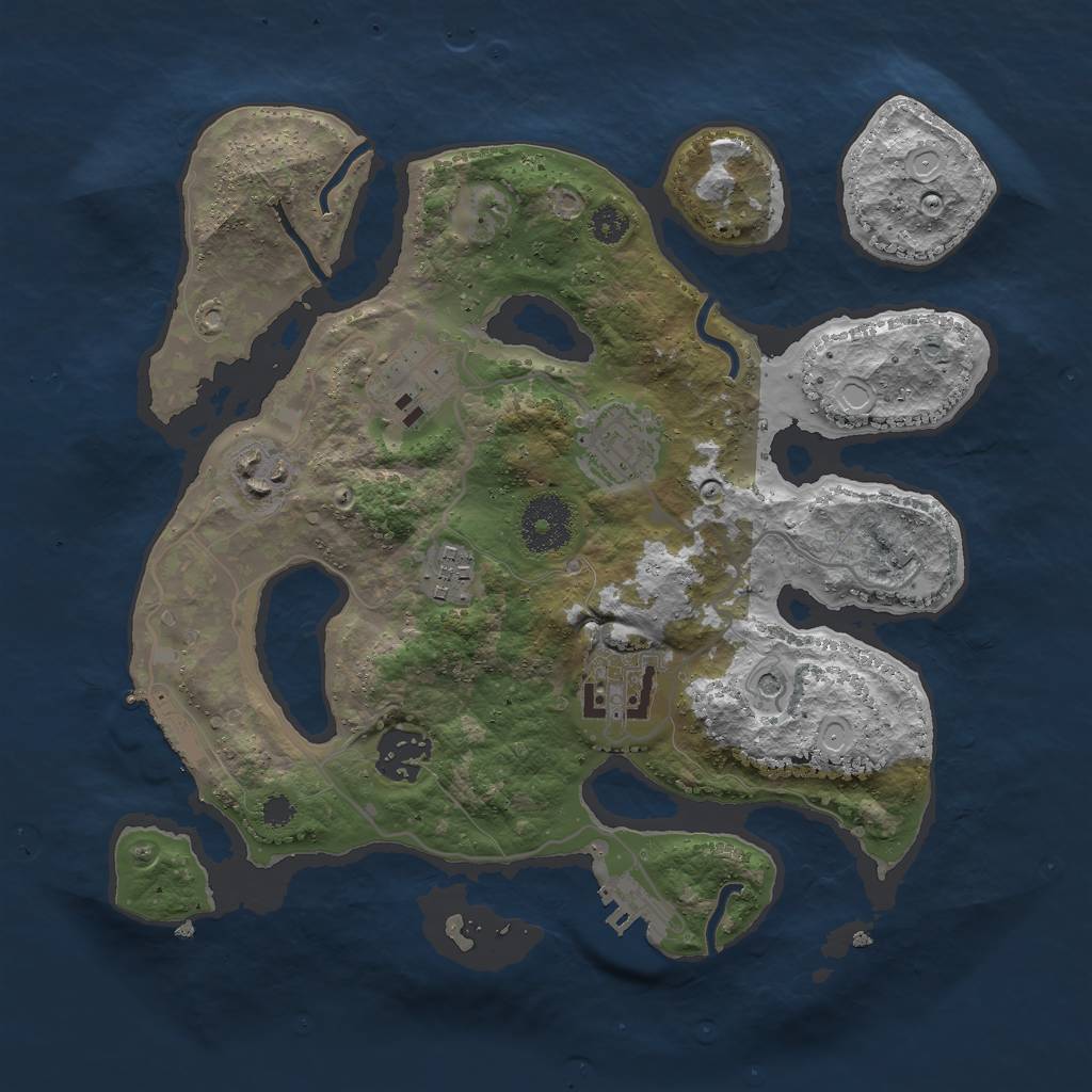 Rust Map: Procedural Map, Size: 3000, Seed: 158906487, 17 Monuments