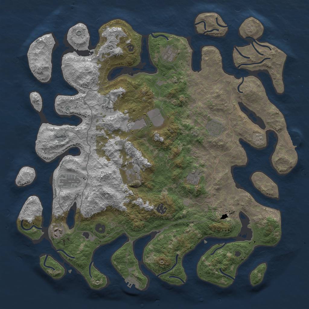 Rust Map: Procedural Map, Size: 4500, Seed: 1374825187, 21 Monuments