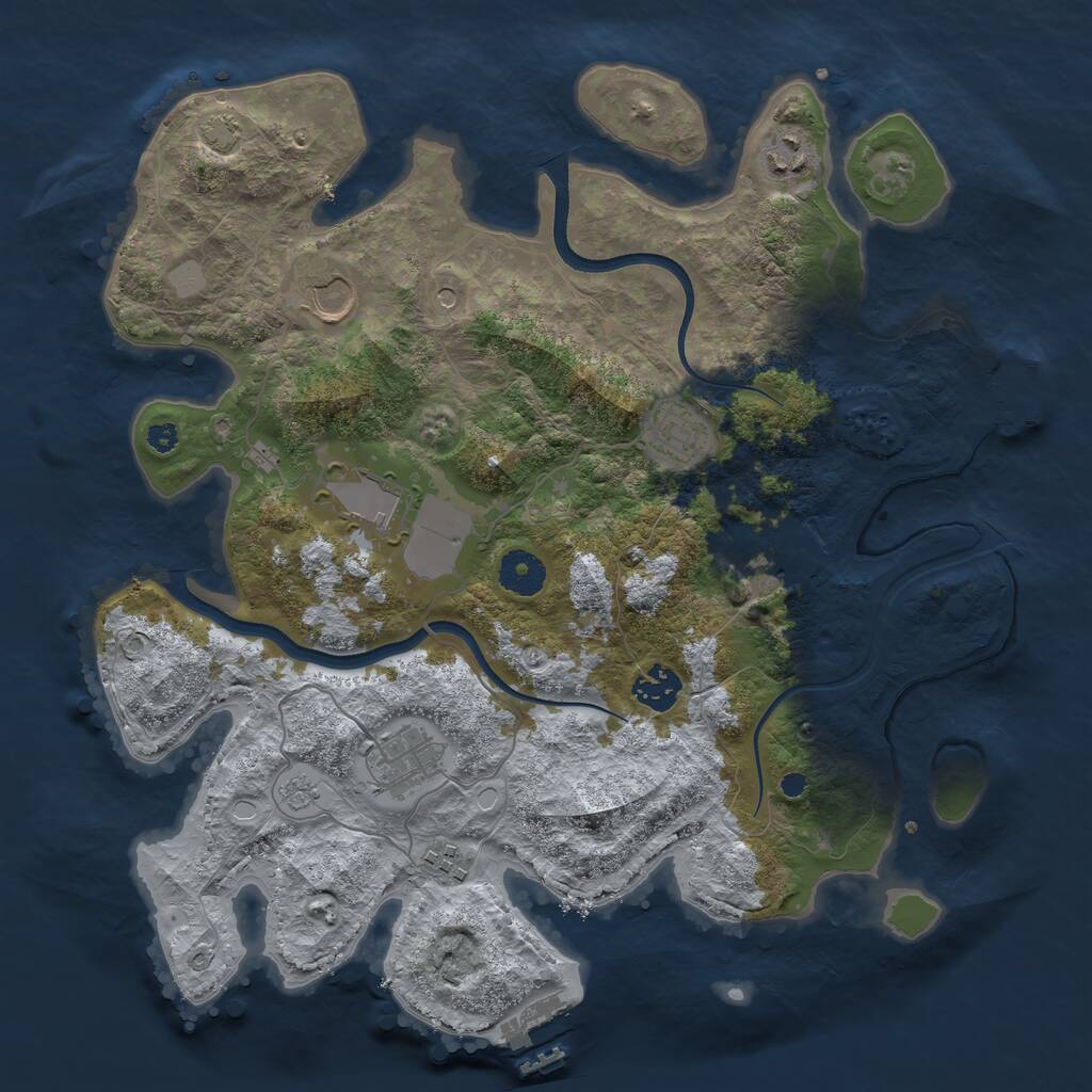 Rust Map: Procedural Map, Size: 3600, Seed: 440665793, 14 Monuments
