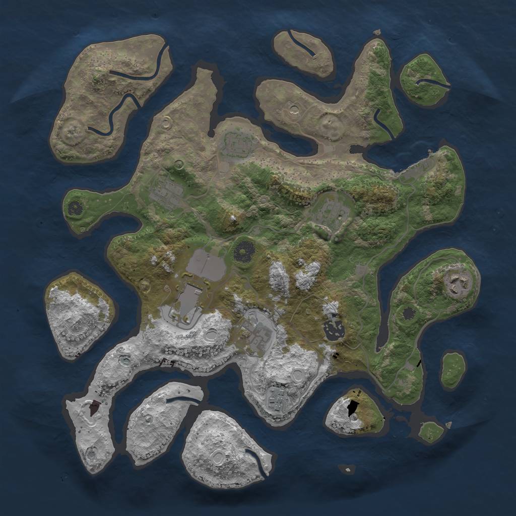 Rust Map: Procedural Map, Size: 3600, Seed: 440665793, 18 Monuments