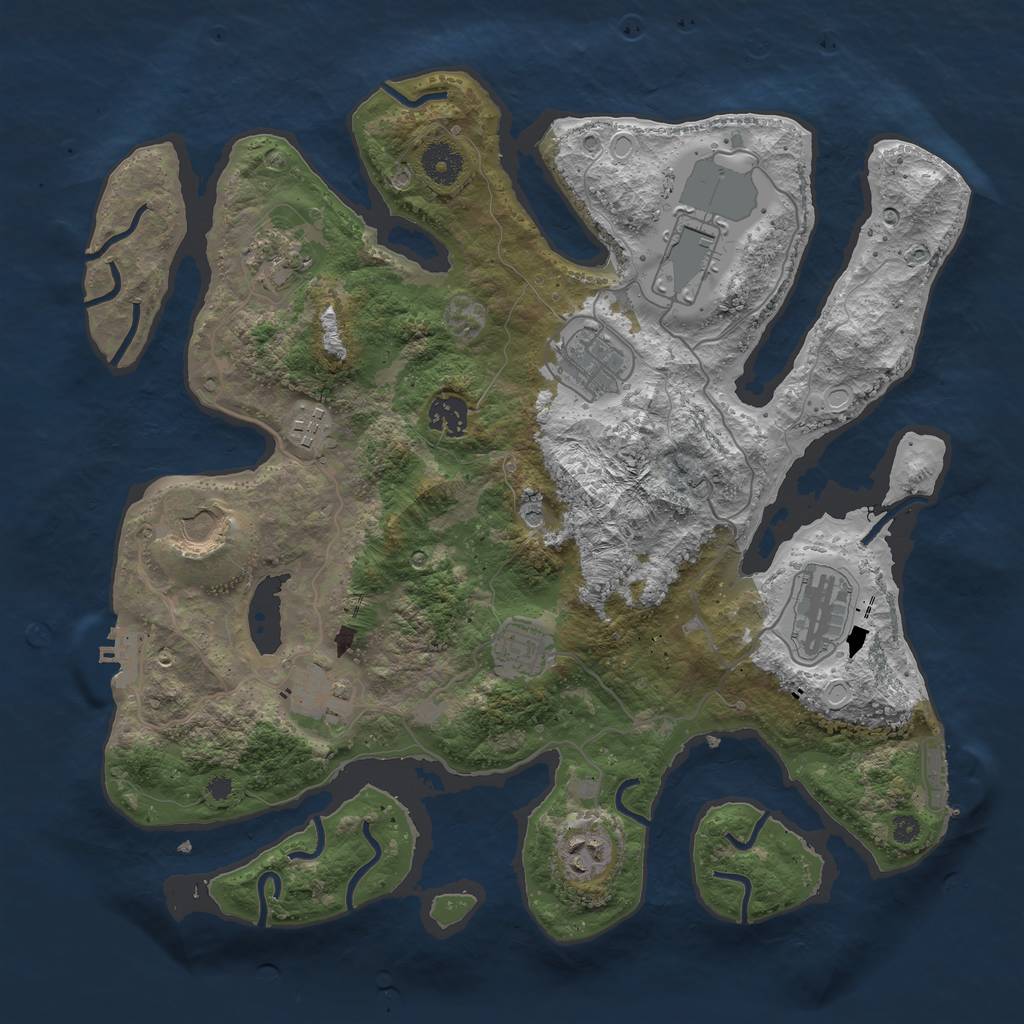 Rust Map: Procedural Map, Size: 3750, Seed: 603571, 21 Monuments